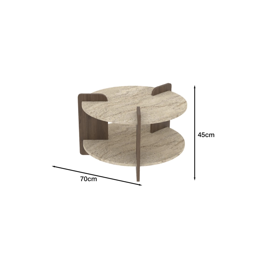 Tavolino da salotto PURO Ø 70 cm beige/noce