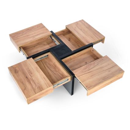 Tavolino da salotto RADIX 100 x 100 cm nero/marrone