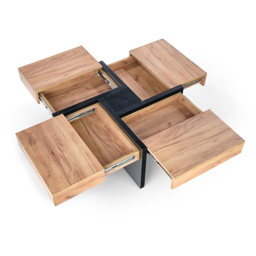 Tavolino da salotto RADIX 100 x 100 cm nero/marrone