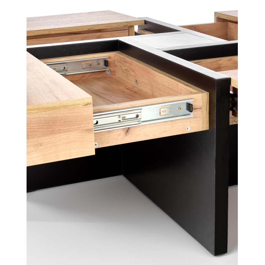 Tavolino da salotto RADIX 100 x 100 cm nero/marrone