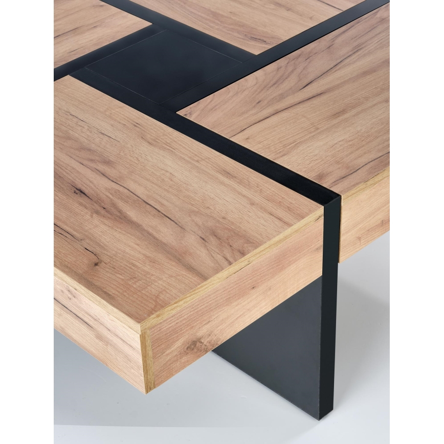 Tavolino da salotto RADIX 100 x 100 cm nero/marrone