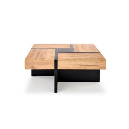 Tavolino da salotto RADIX 100 x 100 cm nero/marrone