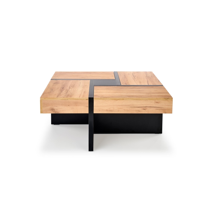 Tavolino da salotto RADIX 100 x 100 cm nero/marrone