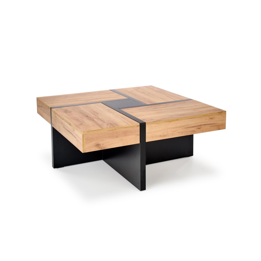 Tavolino da salotto RADIX 100 x 100 cm nero/marrone