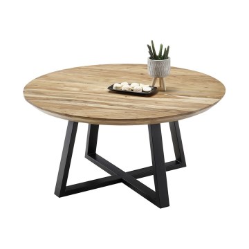 Tavolino da salotto RIVA Ø 90 cm acacia/nero