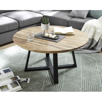 Tavolino da salotto RIVA Ø 90 cm acacia/nero