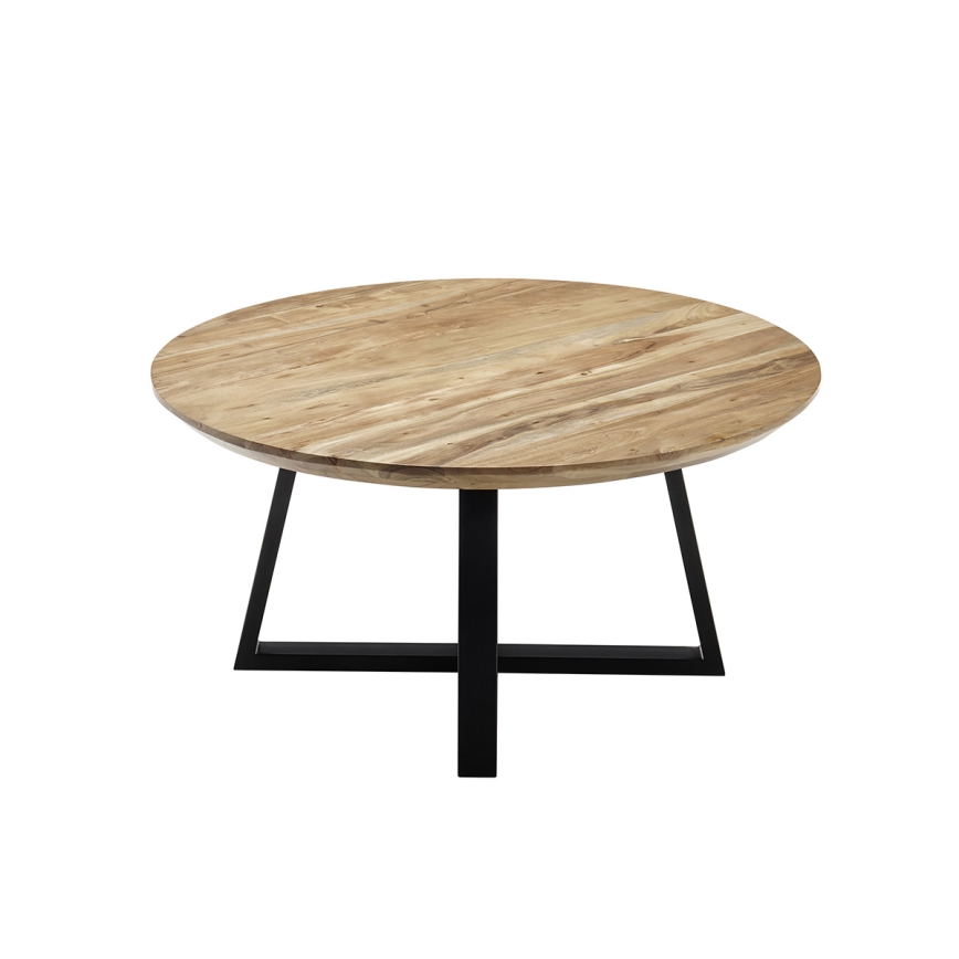 Tavolino da salotto RIVA Ø 90 cm acacia/nero