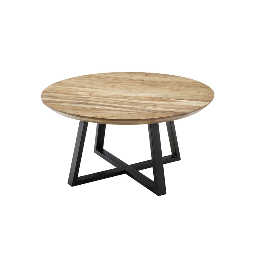 Tavolino da salotto RIVA Ø 90 cm acacia/nero