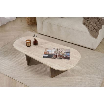 Tavolino da salotto ROND 130x65 cm travertino/noce