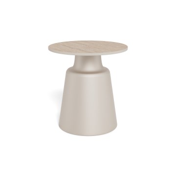 Tavolino da salotto SANTORINI Ø 45 cm travertino/grigio/ceramica