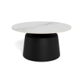Tavolino da salotto SANTORINI Ø 70 cm bianco/nero, piano in ceramica