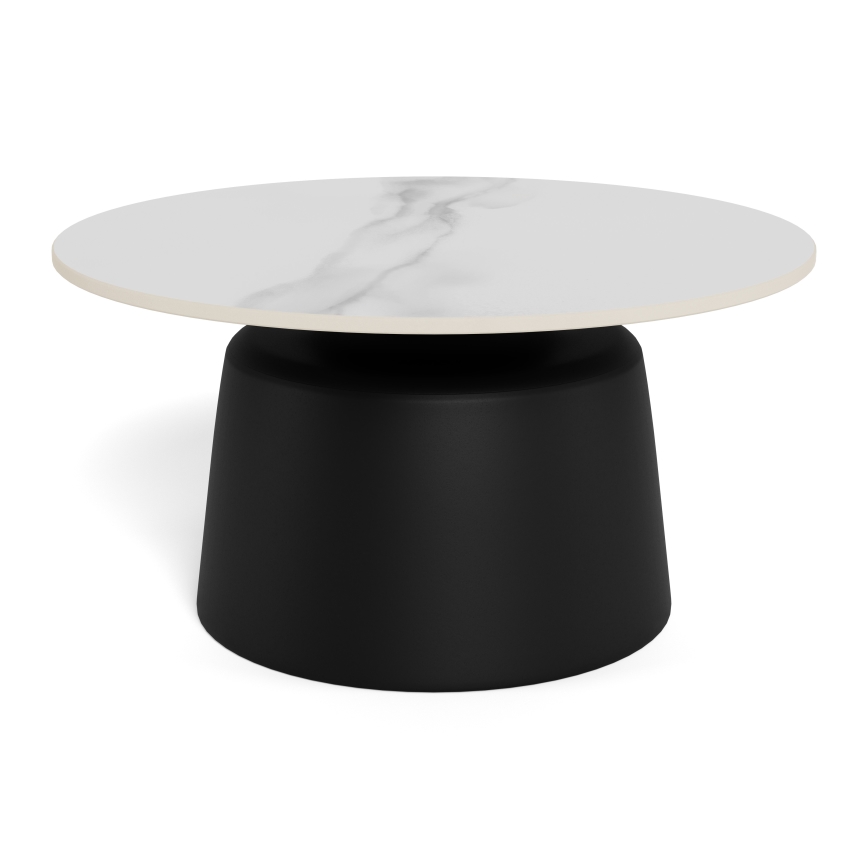 Tavolino da salotto SANTORINI Ø 70 cm bianco/nero, piano in ceramica