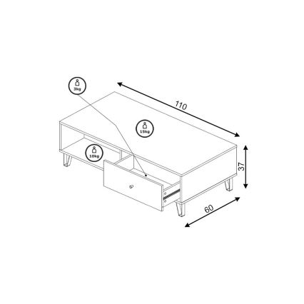 Tavolino da salotto SULA rovere artisan/bianco