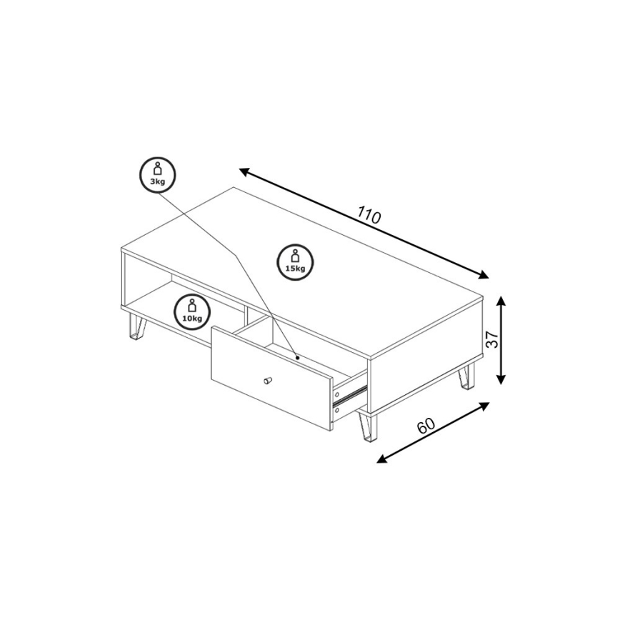 Tavolino da salotto SULA rovere artisan/bianco