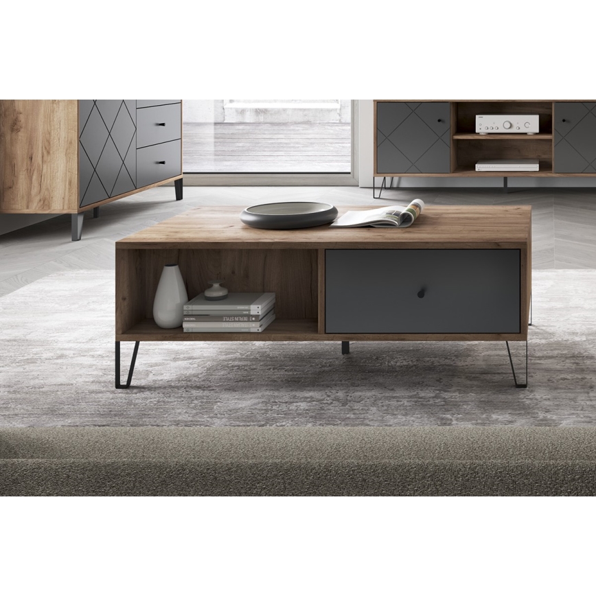 Tavolino da salotto SULA rovere craft/nero