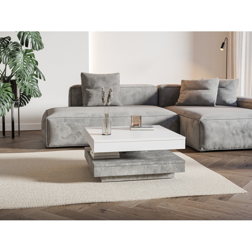Tavolino da salotto TIMO bianco/grigio effetto cemento