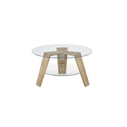 Tavolino da salotto TITAN Ø 75 cm trasparente/rovere