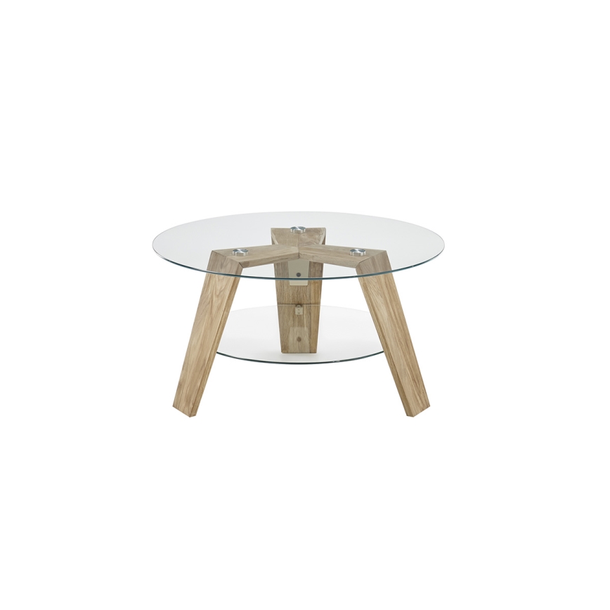 Tavolino da salotto TITAN Ø 75 cm trasparente/rovere