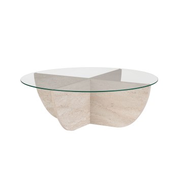 Tavolino da salotto VERE Ø 90 cm beige/trasparente