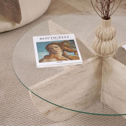 Tavolino da salotto VERE Ø 90 cm beige/trasparente