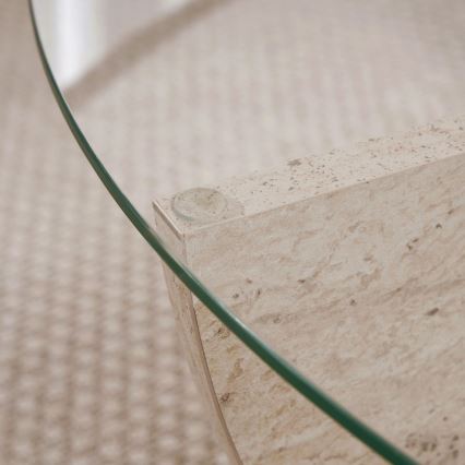 Tavolino da salotto VERE Ø 90 cm beige/trasparente