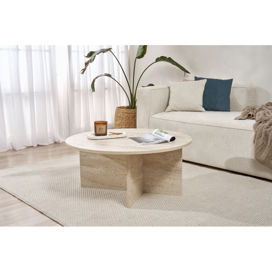 Tavolino da salotto VERUM Ø 90 cm beige