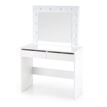 Tavolino da toilette con illuminazione LED HOLLYWOOD 140x94 cm bianco
