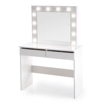 Tavolino da toilette con illuminazione LED HOLLYWOOD 140x94 cm bianco