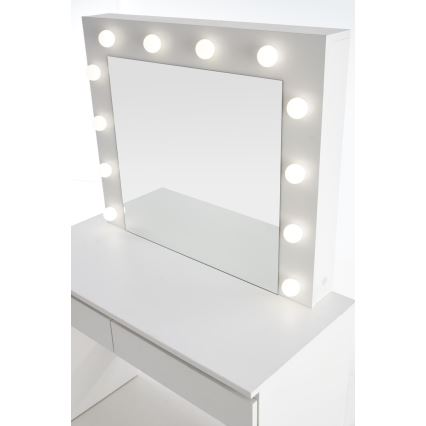 Tavolino da toilette con illuminazione LED HOLLYWOOD 140x94 cm bianco