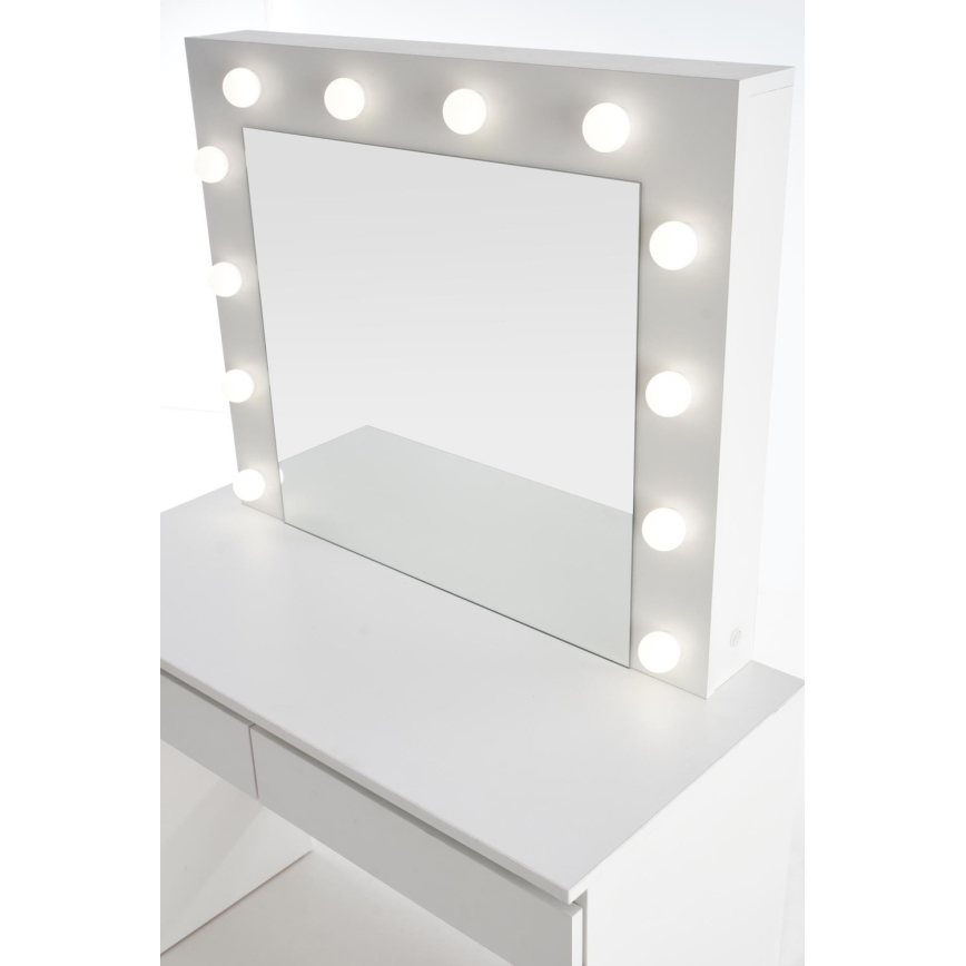 Tavolino da toilette con illuminazione LED HOLLYWOOD 140x94 cm bianco
