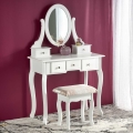 Tavolino da toilette SARA 80x130 cm + stool 45x37 cm bianco