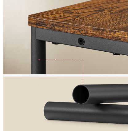 Tavolino d'appoggio con presa elettrica integrata e porte USB ROD marrone/nero