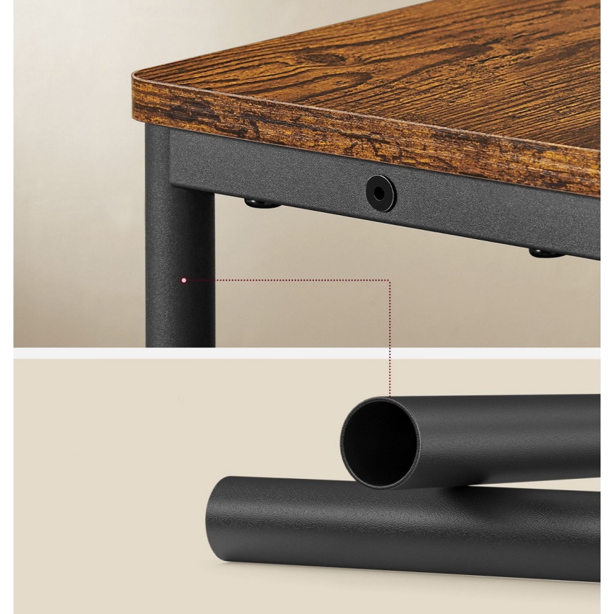 Tavolino d'appoggio con presa elettrica integrata e porte USB ROD marrone/nero