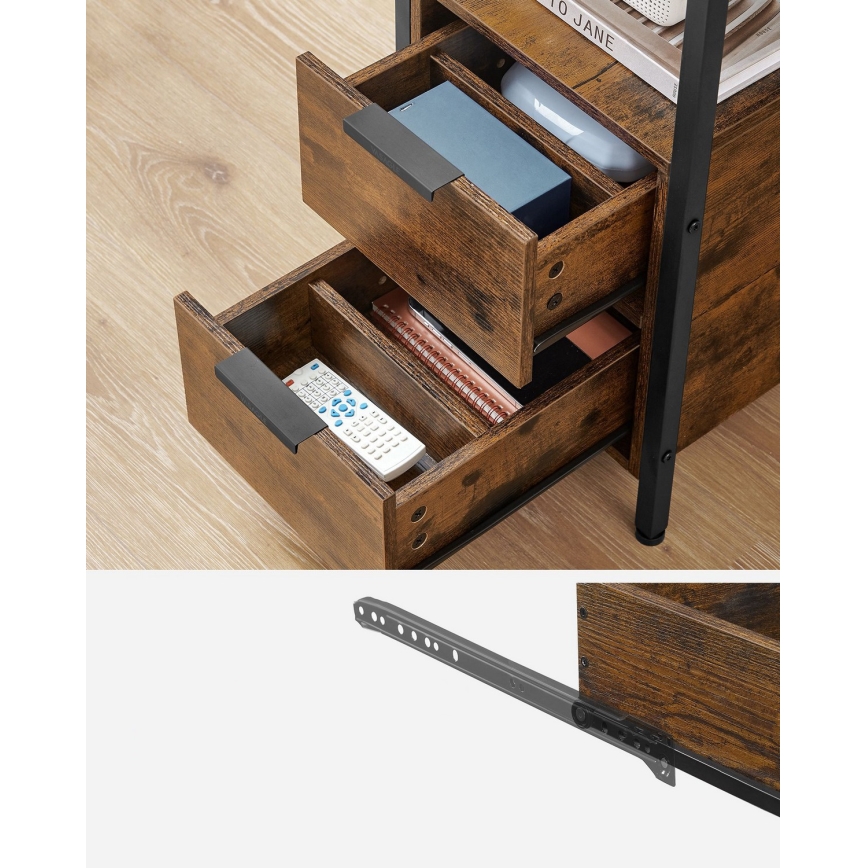 Tavolino d'appoggio con prese elettriche integrate e porte USB ROD marrone/nero