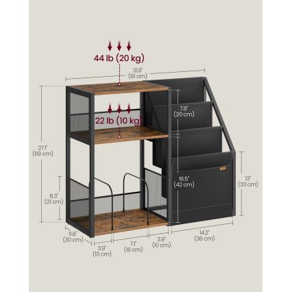 Tavolino d'appoggio LUVOR 81x30 cm marrone/nero