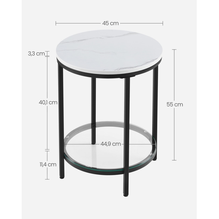 Tavolino d'appoggio SID nero/bianco