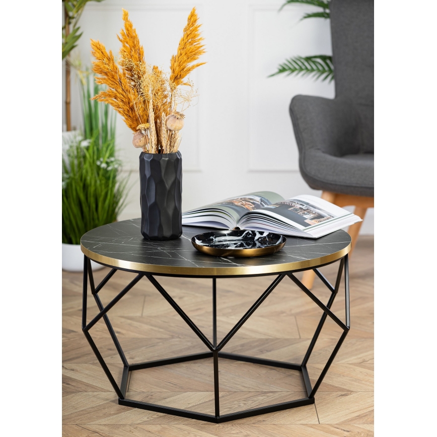 Tavolino DIAMOND 40x70 cm nero/oro