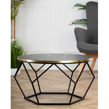 Tavolino DIAMOND 40x70 cm nero/oro