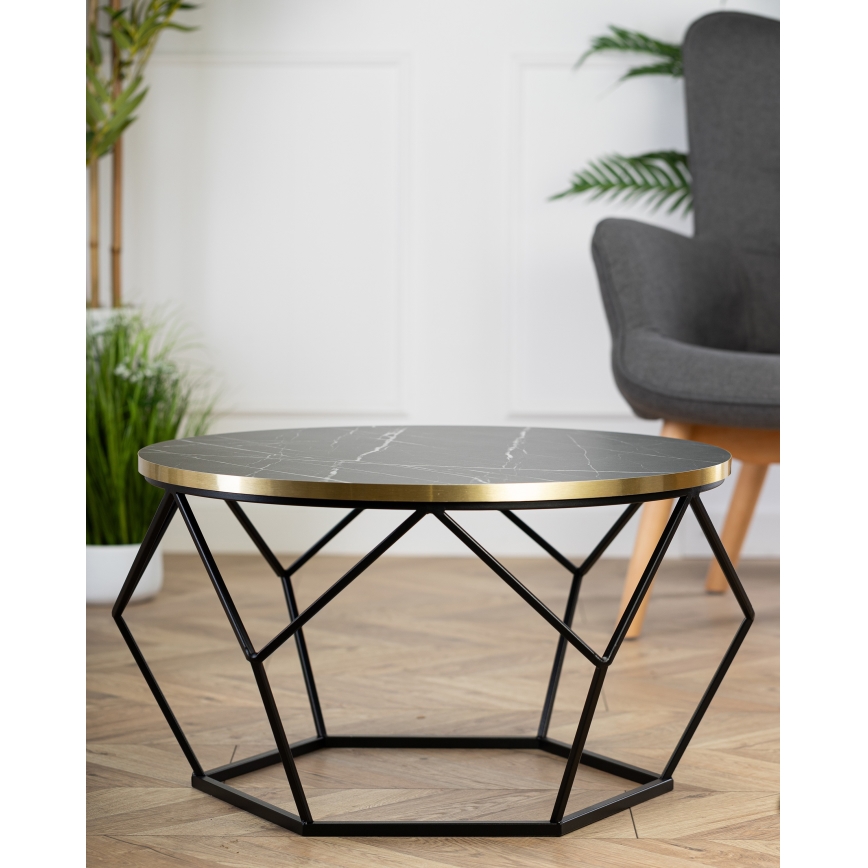 Tavolino DIAMOND 40x70 cm nero/oro
