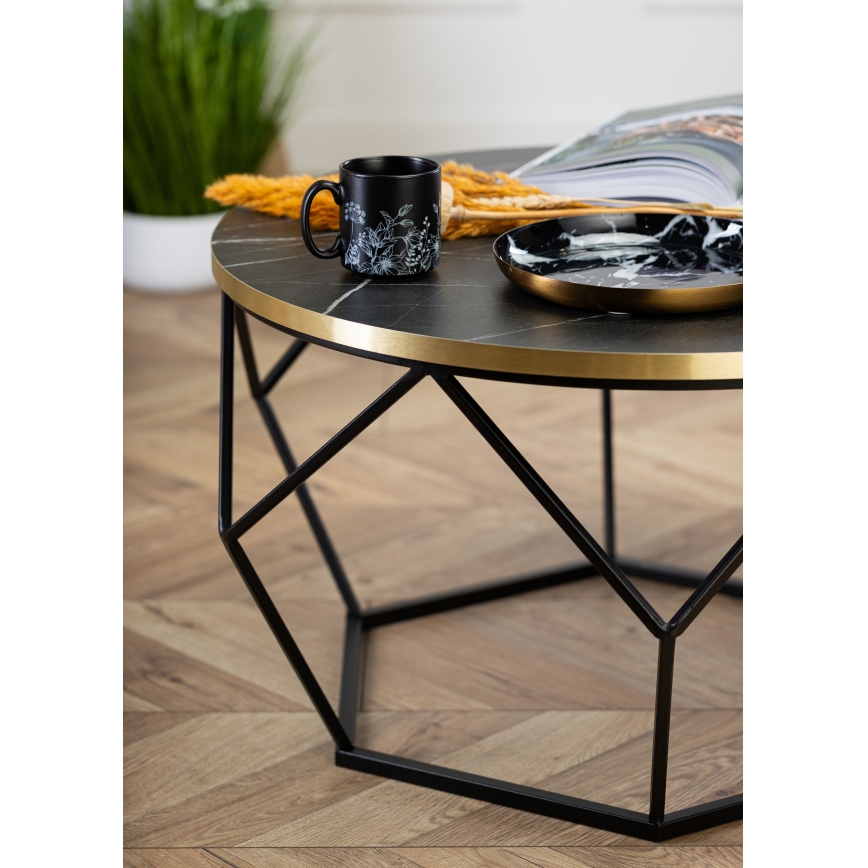 Tavolino DIAMOND 40x70 cm nero/oro