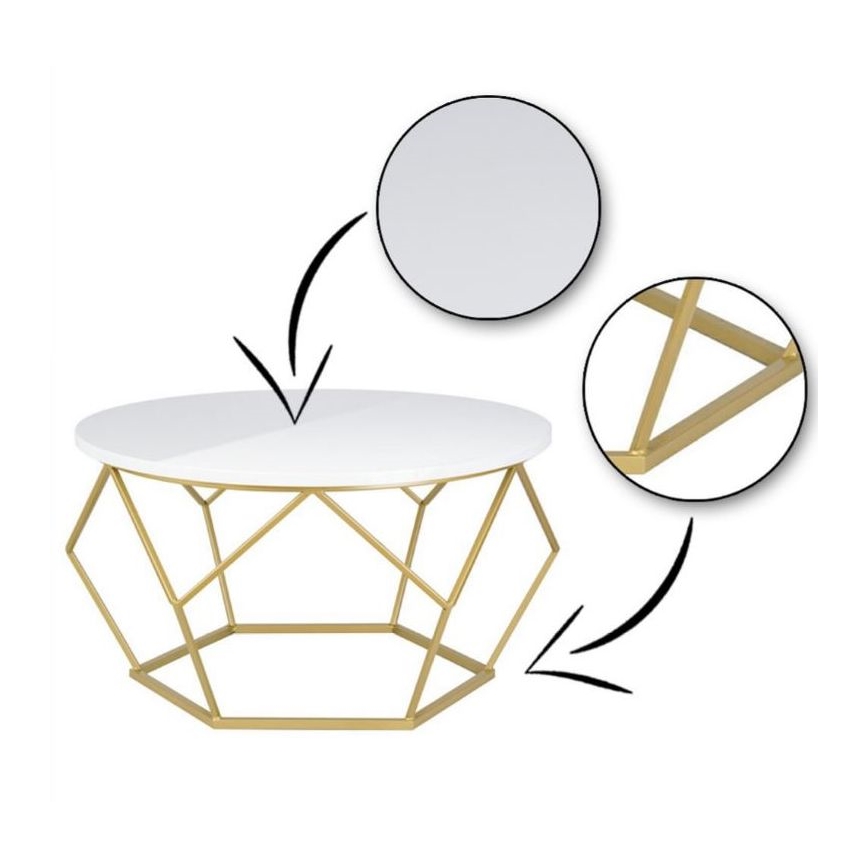 Tavolino DIAMOND 40x70 cm oro/bianco