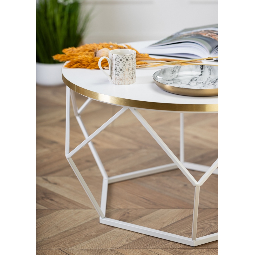 Tavolino DIAMOND 40x70 cm oro/bianco