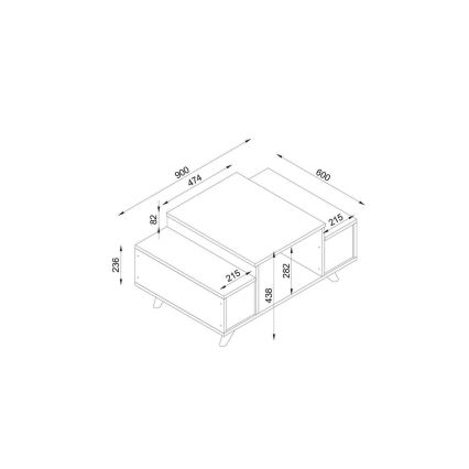 Tavolino ERIBERTO 43,8x90 cm marrone/bianco