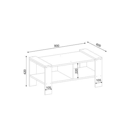 Tavolino ERICA 42x90 cm bianco/marrone