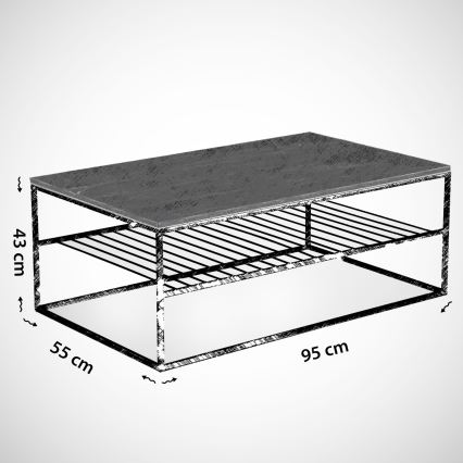 Tavolino ETNA 43x95 cm bianco/nero