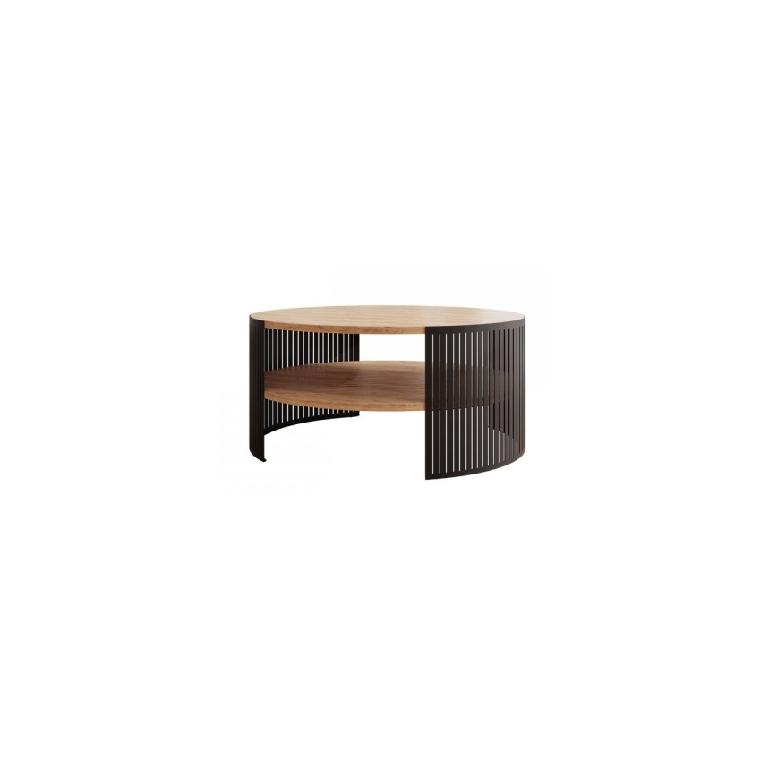 Tavolino FIKOLI 40x75 cm nero/oro quercia