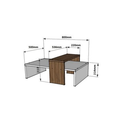 Tavolino GLOW 32x80 cm bianco/marrone