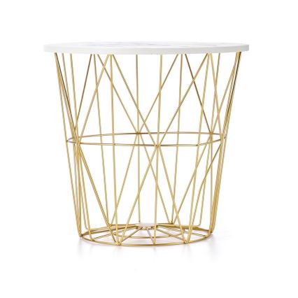 Tavolino HARISSA 41x42 cm oro/bianco marmor decor