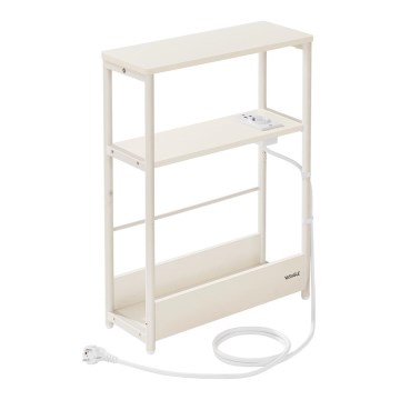 Tavolino laterale con presa elettrica integrata e porte USB ROD bianco/crema