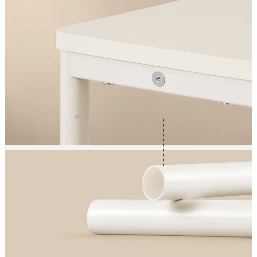 Tavolino laterale con presa elettrica integrata e porte USB ROD bianco/crema